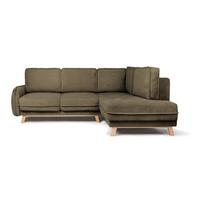 Iš kordinio velveto sulankstoma kampinė sofa žalios spalvos (su dešiniuoju kampu) Tori – Bonami Selection