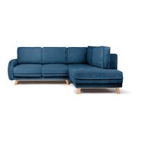 Iš kordinio velveto sulankstoma kampinė sofa mėlynos spalvos (su dešiniuoju kampu) Tori – Bonami Selection
