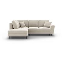 Smėlio spalvos iš velveto sulankstoma/su sandėliavimo vieta kampinė sofa (su kairiuoju kampu/„L“ formos) Kyoto – Cosmopolitan Design