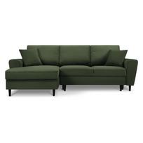 Žalios spalvos iš kordinio velveto sulankstoma/su sandėliavimo vieta kampinė sofa (su kairiuoju kampu/su gultu) Kyoto – Cosmopolitan Design