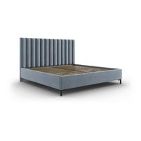 Dvigulė lova šviesiai mėlynos spalvos audiniu dengta su sandėliavimo vieta su lovos grotelėmis 160x200 cm Casey – Mazzini Beds