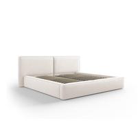 Dvigulė lova smėlio spalvos audiniu dengta su sandėliavimo vieta su lovos grotelėmis 160x200 cm Arendal – Cosmopolitan Design