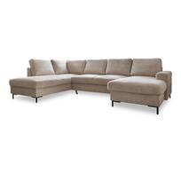 Iš kordinio velveto sulankstoma kampinė sofa smėlio spalvos (su kairiuoju kampu) Lofty Lilly – Miuform