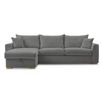 Iš kordinio velveto sulankstoma kampinė sofa pilkos spalvos (kintama) Augustin – Bobochic Paris