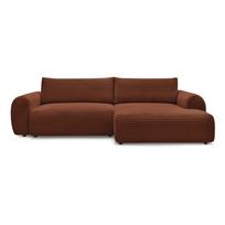 Iš kordinio velveto sulankstoma kampinė sofa raudonos plytų spalvos (su dešiniuoju kampu) Lucien – Bobochic Paris