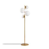 Baltos spalvos/žalvario spalvos pastatomas šviestuvas (aukštis 162 cm) su stiklo gaubtu Fazli – Opviq lights