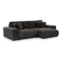 Tamsiai pilkos spalvos iš kordinio velveto sulankstoma/su sandėliavimo vieta kampinė sofa (su dešiniuoju kampu) Sarina – Ropez