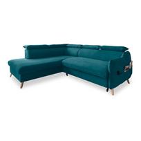 Sulankstoma kampinė sofa iš velveto turkio spalvos (su kairiuoju kampu) Sweet Harmony – Miuform