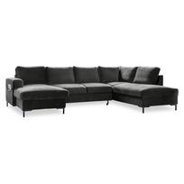 Mėlyna aksominė U formos sofa Miuform Lofty Lilly, dešinysis kampas