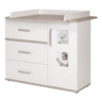 Žema su vystymo stalu vaikiška šoninė spintelė baltos spalvos iš guobos 117x102 cm Moritz – Roba