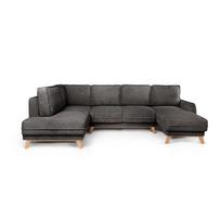 Iš kordinio velveto sulankstoma kampinė sofa pilkos spalvos (su kairiuoju kampu/„U“ formos) Tori – Bonami Selection