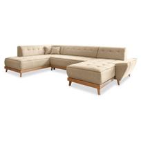 Smėlio spalvos sofa-lova U formos Miuform Dazzling Daisy, kairysis kampas