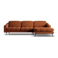 Oranžinės spalvos iš velveto kampinė sofa (su dešiniuoju kampu) Nalu – Makamii