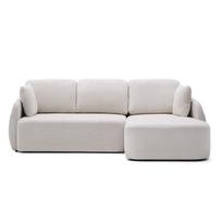 Kreminės spalvos iš šenilinio audinio sulankstoma kampinė sofa (su dešiniuoju kampu/su gultu) Laira – Kave Home