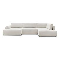 Kreminės spalvos sulankstoma/su sandėliavimo vieta kampinė sofa iš kordinio velveto (su dešiniuoju kampu/„U“ formos) Lucien – Bobochic Paris