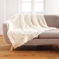Balta iš dirbtinio kailio antklodė ir pledas 125x150 cm Mouton – douceur d'intérieur