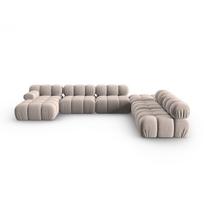 Iš velveto modulinė kampinė sofa šviesiai rudos spalvos (su dešiniuoju kampu/„U“ formos) Bellis – Micadoni