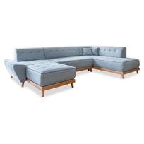 Šviesiai mėlyna sofa-lova U formos Miuform Dazzling Daisy, dešinysis kampas