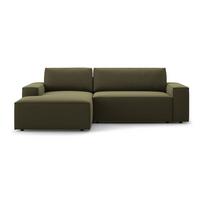 Iš velveto sulankstoma/su sandėliavimo vieta kampinė sofa žalios spalvos (su kairiuoju kampu/su gultu) Jodie – Micadoni