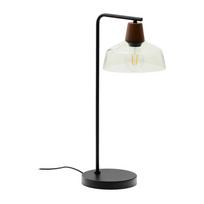 Žalios spalvos/tamsios natūralios spalvos stalinis šviestuvas (aukštis 55 cm) su stiklo gaubtu Silex – Kave Home