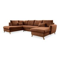 Oranžinės spalvos sofa-lova U formos Miuform Scandic Lagom, kairysis kampas
