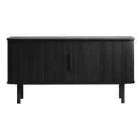 Žema šoninė spintelė juodos spalvos iš ąžuolo su stumdomomis durimis 76x160 cm Cavo – Unique Furniture