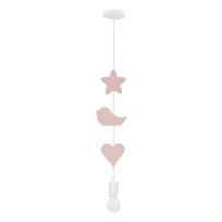 Baltos spalvos/rožinės spalvos vaikiškas pakabinamas šviestuvas su metaliniu gaubtu Single – Candellux Lighting