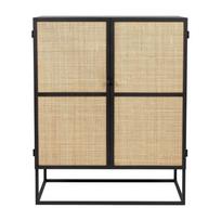 Juoda rotango aukšta komoda 80x100 cm Guuji - White Label