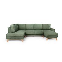 Iš kordinio velveto sulankstoma kampinė sofa šviesiai žalios spalvos (su kairiuoju kampu/„U“ formos) Tori – Bonami Selection