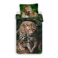 Iš medvilnės viengulė vaikiška patalynė 140x200 cm Leopard "Green" – Jerry Fabrics