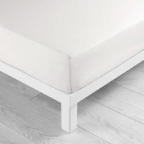 Paklodė iš medvilnės baltos spalvos su guma 160x200 cm Lina – douceur d'intérieur