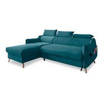 Sulankstoma kampinė sofa iš velveto turkio spalvos (su kairiuoju kampu) Sweet Harmony – Miuform