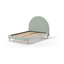 Viengulė audiniu dengta lova žalios spalvos su lovos grotelėmis 140x200 cm MOON – Vipack