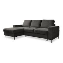 Iš kordinio velveto sulankstoma kampinė sofa tamsiai pilkos spalvos (su kairiuoju kampu) Lofty Lilly – Miuform