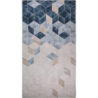 Tamsiai mėlynos ir kreminės spalvos plaunamas kiliminis takelis 200x80 cm - Vitaus