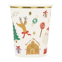 Iš popieriaus vienkartiniai puodeliai 8 vnt. Jolly Christmas – Meri Meri