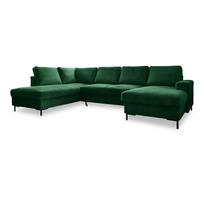 Iš kordinio velveto sulankstoma kampinė sofa tamsiai žalios spalvos (su kairiuoju kampu) Lofty Lilly – Miuform