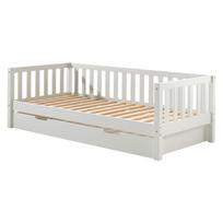 Baltos spalvos ištraukiama iš pušies masyvo vaikiška lova su lovos grotelėmis 90x200 cm Fritz – Vipack
