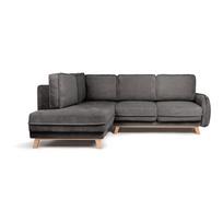 Iš kordinio velveto sulankstoma kampinė sofa pilkos spalvos (su kairiuoju kampu) Tori – Bonami Selection