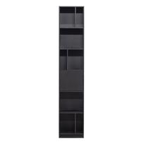 Knygų spinta juodos spalvos iš pušies masyvo 40x210 cm Finca – WOOOD