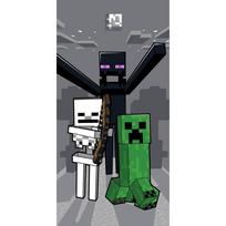 Pilkos spalvos iš medvilnės vaikiškas rankšluostis 70x140 cm Minecraft "Mob Attack" – Jerry Fabrics