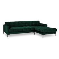 Tamsiai žalia aksominė kampinė sofa Cosmopolitan Design Bali, dešinysis kampas