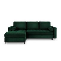 Žalia aksominė kampinė sofa-lova Milo Casa Santo, kampas kairėje