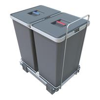 Plastikinė šiukšliadėžė rūšiuotoms atliekoms / įmontuota 24 + 24 l Ecofil - Elletipi