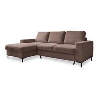 Iš kordinio velveto sulankstoma kampinė sofa rudos spalvos (su kairiuoju kampu) Lofty Lilly – Miuform
