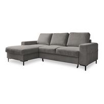 Iš kordinio velveto sulankstoma kampinė sofa pilkos spalvos (su kairiuoju kampu) Lofty Lilly – Miuform