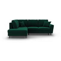 Žalios spalvos iš velveto sulankstoma/su sandėliavimo vieta kampinė sofa (su kairiuoju kampu/„L“ formos) Kyoto – Cosmopolitan Design