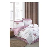Dvigulė/itin ilga patalynė baltos spalvos/rožinės spalvos su paklode/4 dalių 200x220 cm Floral – Mila Home