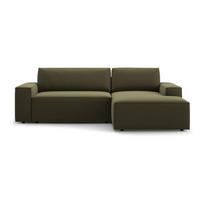 Iš velveto sulankstoma/su sandėliavimo vieta kampinė sofa žalios spalvos (su dešiniuoju kampu/su gultu) Jodie – Micadoni