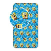 Mėlynos spalvos iš medvilnės vaikų patalynė su guma 90x200 cm Sponge Bob "Blue" – Jerry Fabrics
